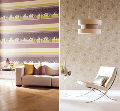 harlequin wallpaper fabric. My favourite is the top left design, the aqua-coloured lampshades wallpaper 