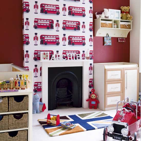 wallpaper kids room. One for the oys – I love the