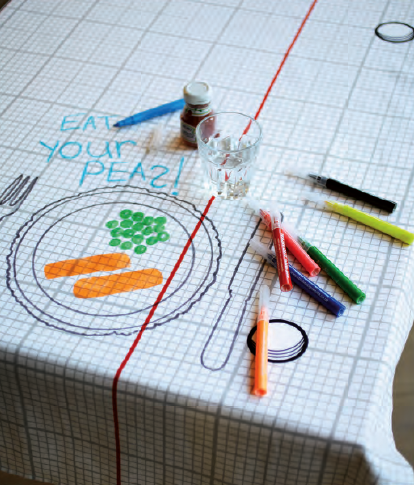 Keep your eyes peeled for graphpaperpatterned cotton'Doodle' tablecloths